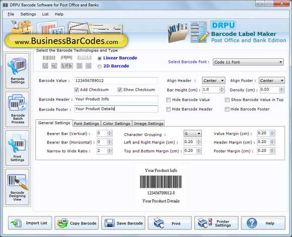 Screenshot of Courier Mails Barcode Maker