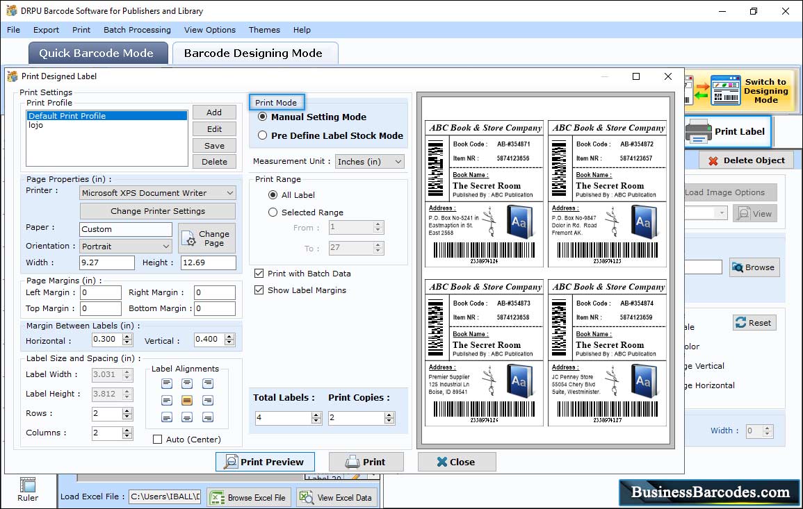 Publishers and Library Barcodes Print Preview