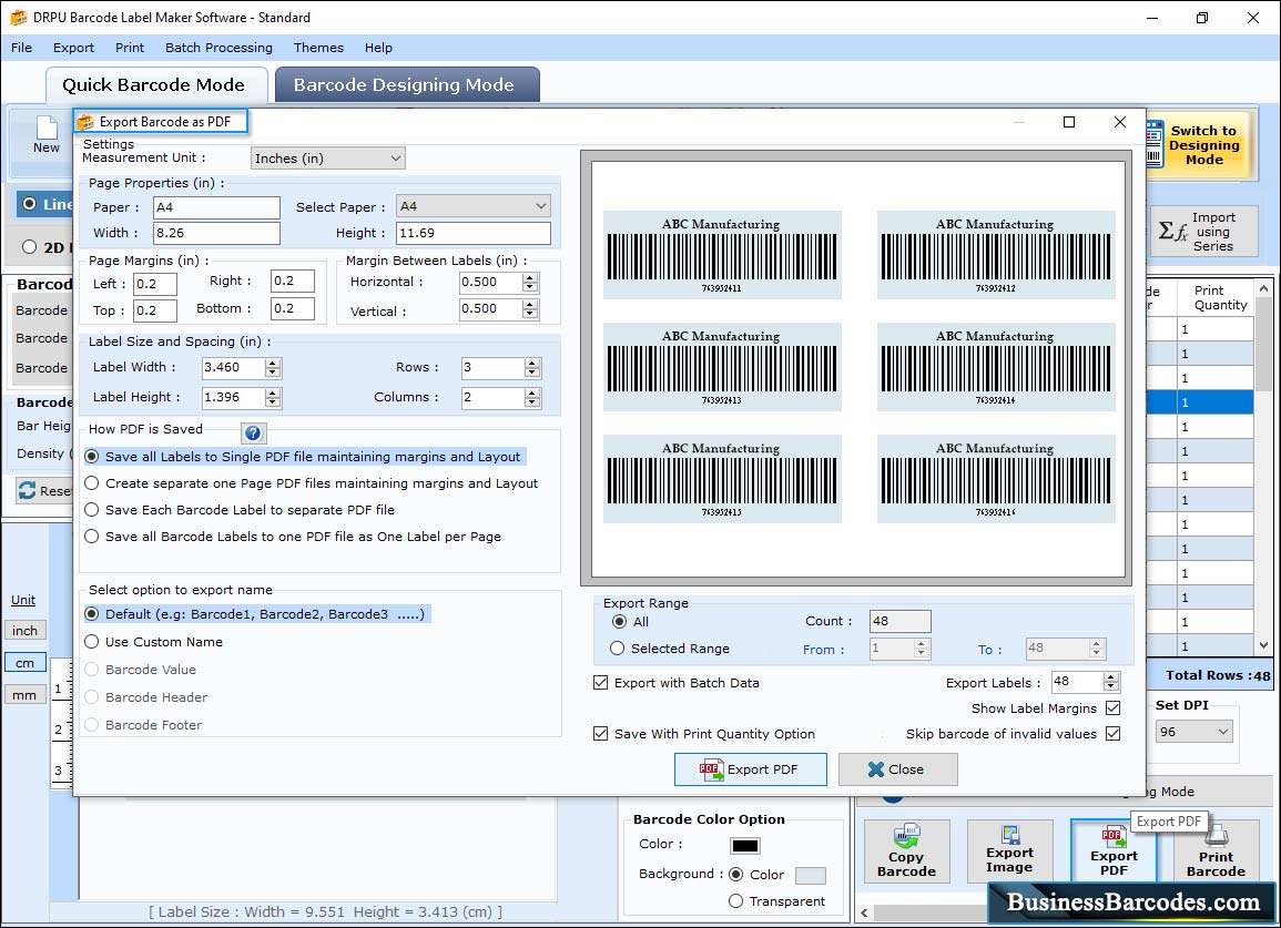 Export Barcode as PDF