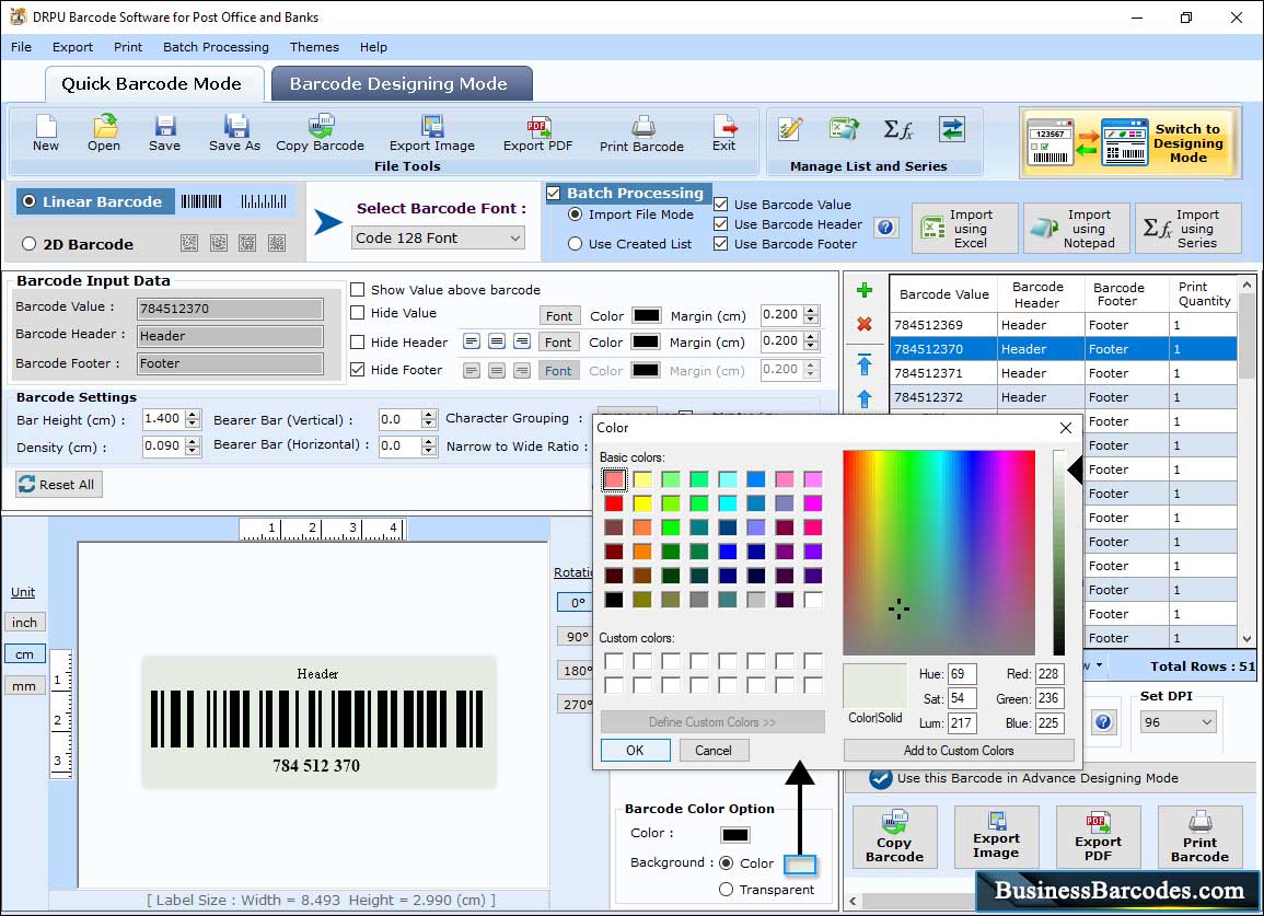 Post Office and Bank Barcodes