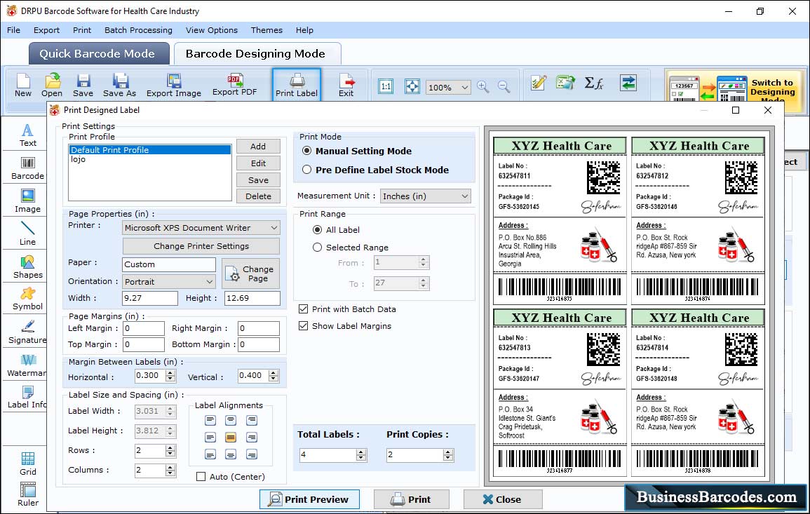 Healthcare Industry Barcodes Print