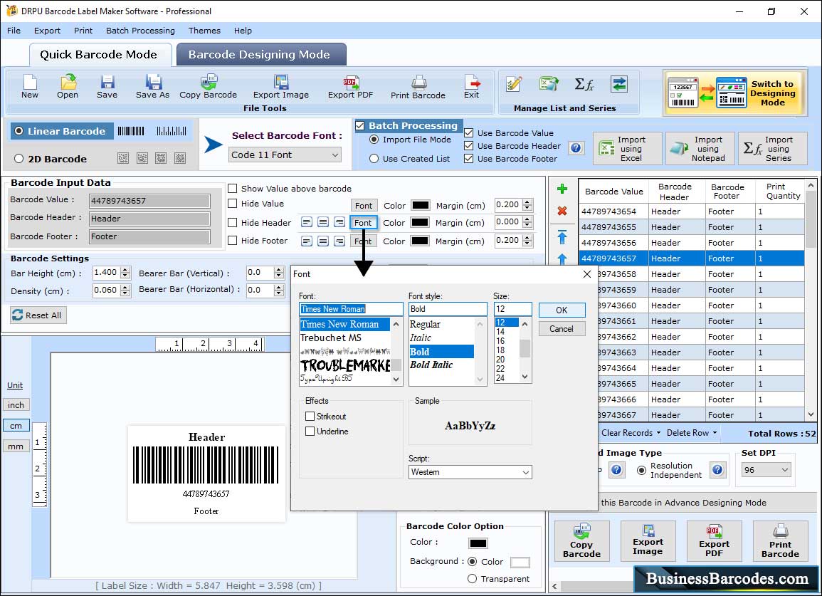 Barcode Font