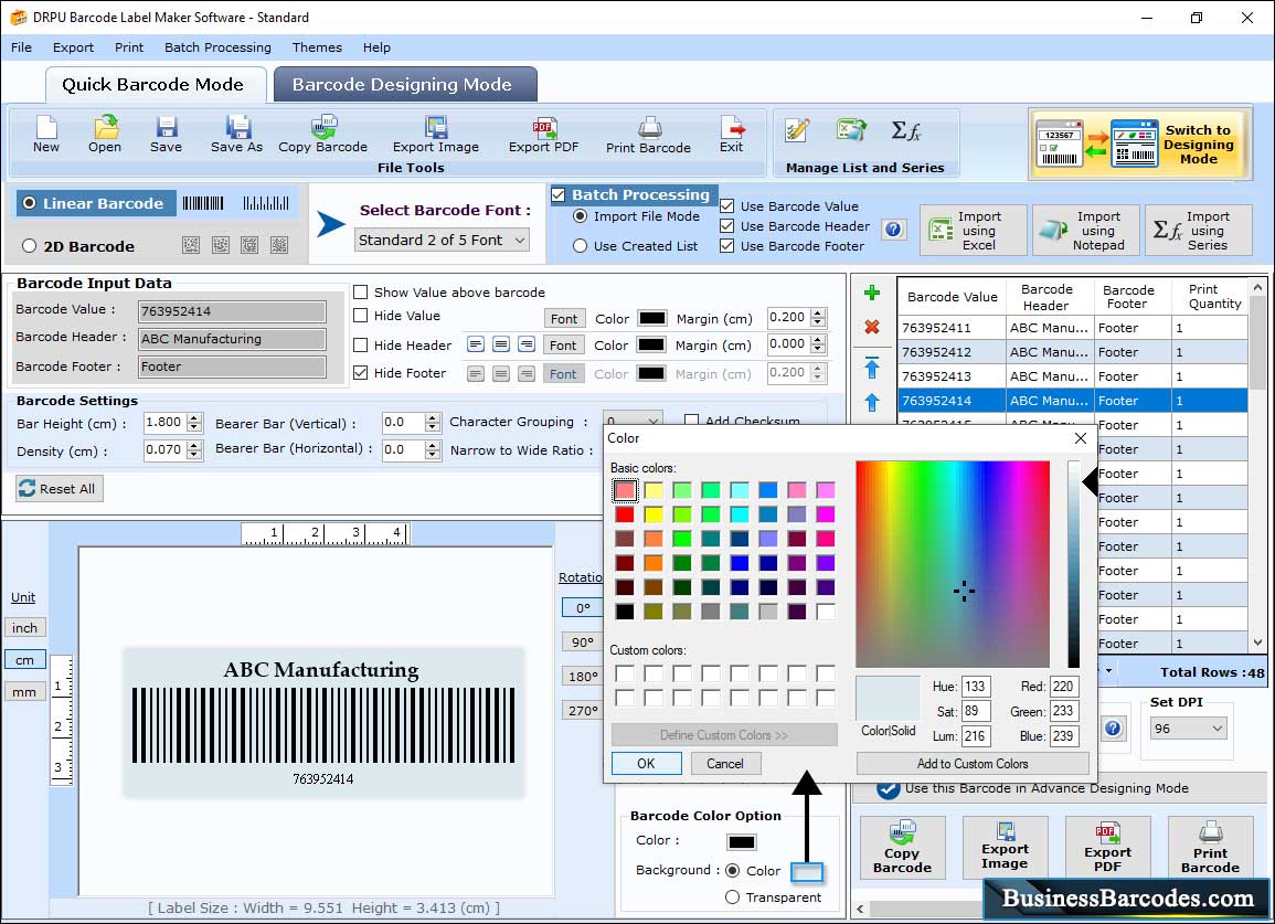 Barcodes Color