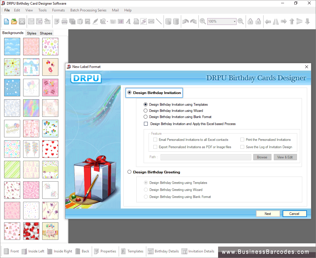 Birthday Cards Designing Software using Templates