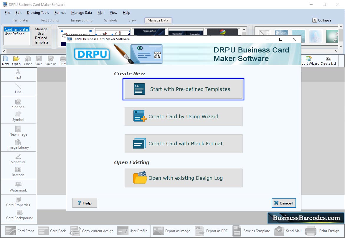 Business Card Maker Software Start width Templates