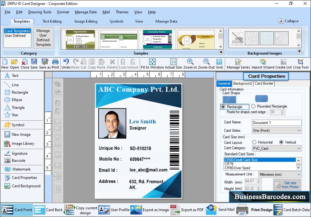 ID Cards Maker (Corporate Edition) Card Properties