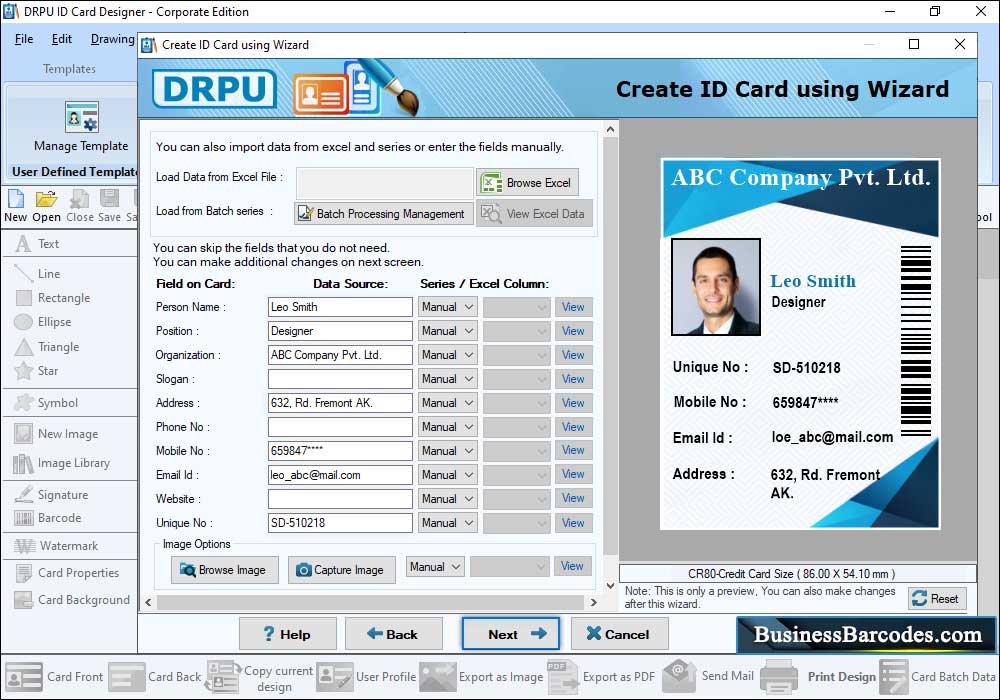 ID Cards Maker (Corporate Edition) User Profile Information