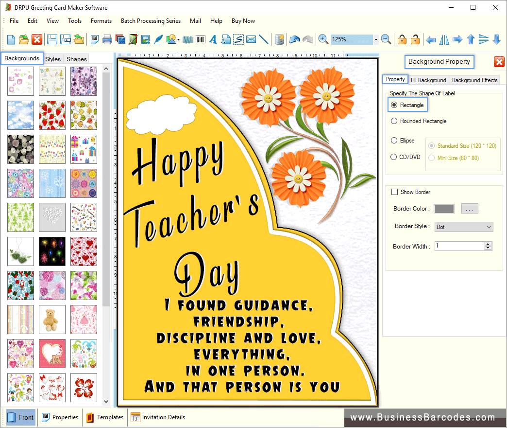 Greeting Card Maker Software Background Property