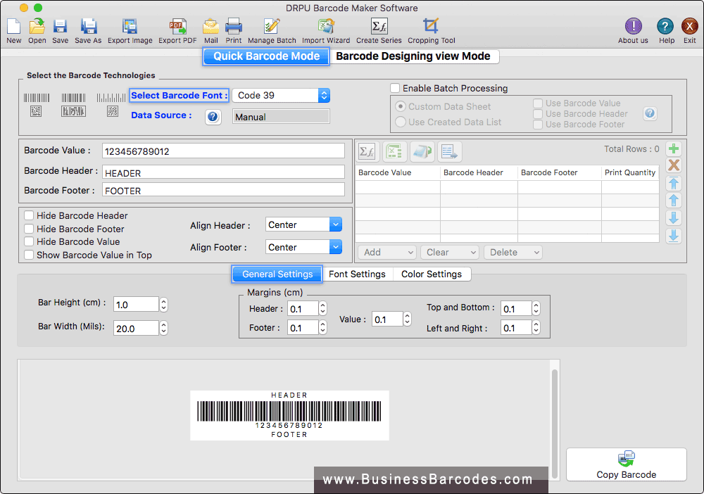 Select barcode font