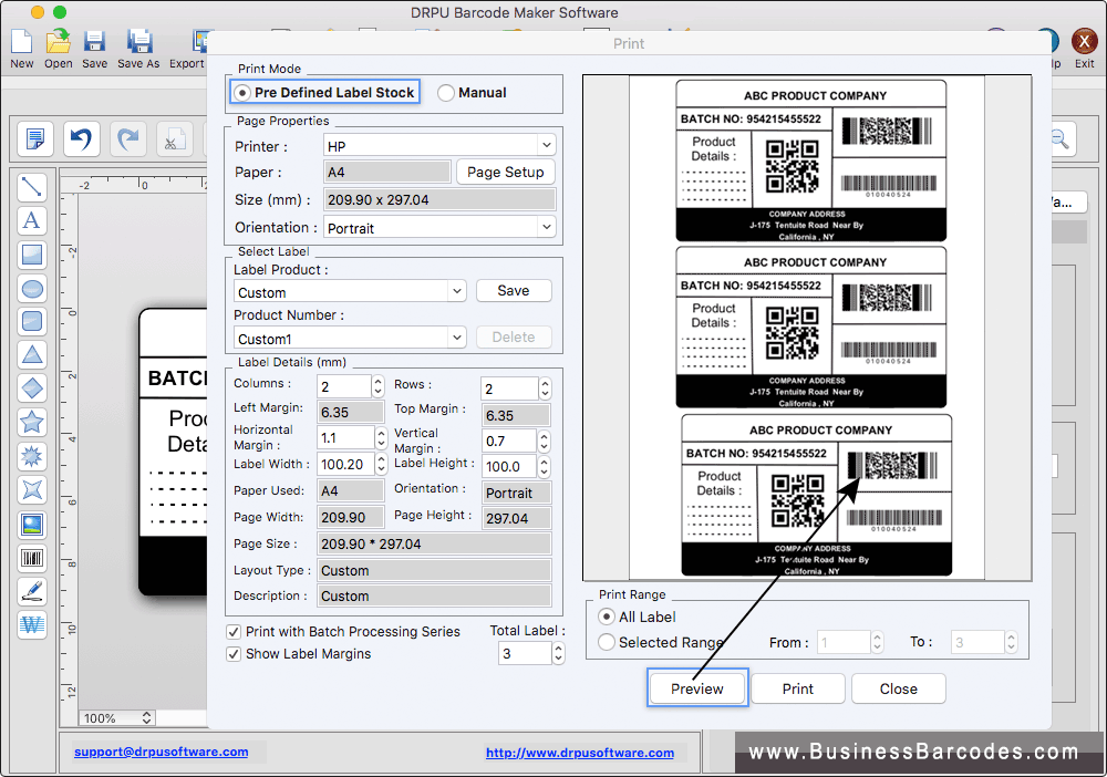 Barcode Print Preview