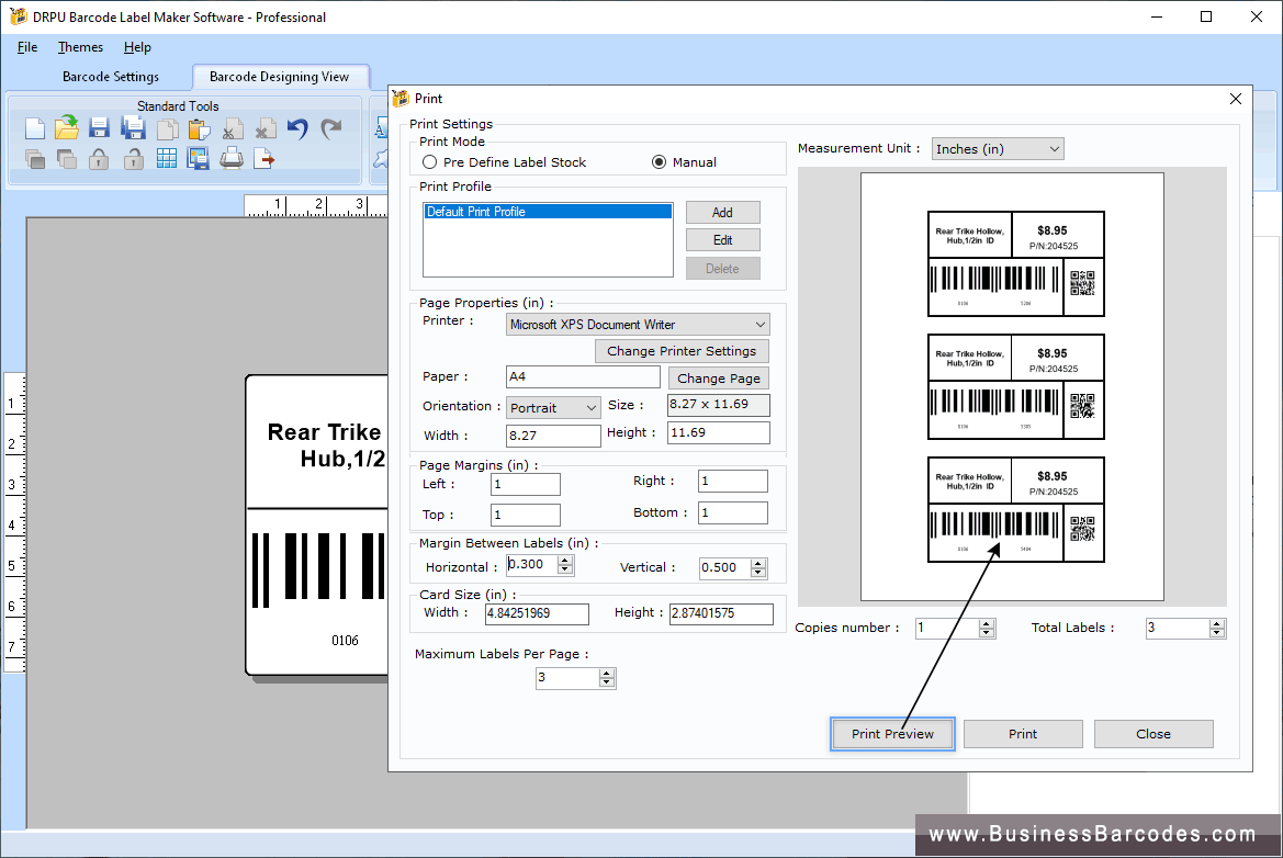 Barcodes - Professional Edition Print Preview