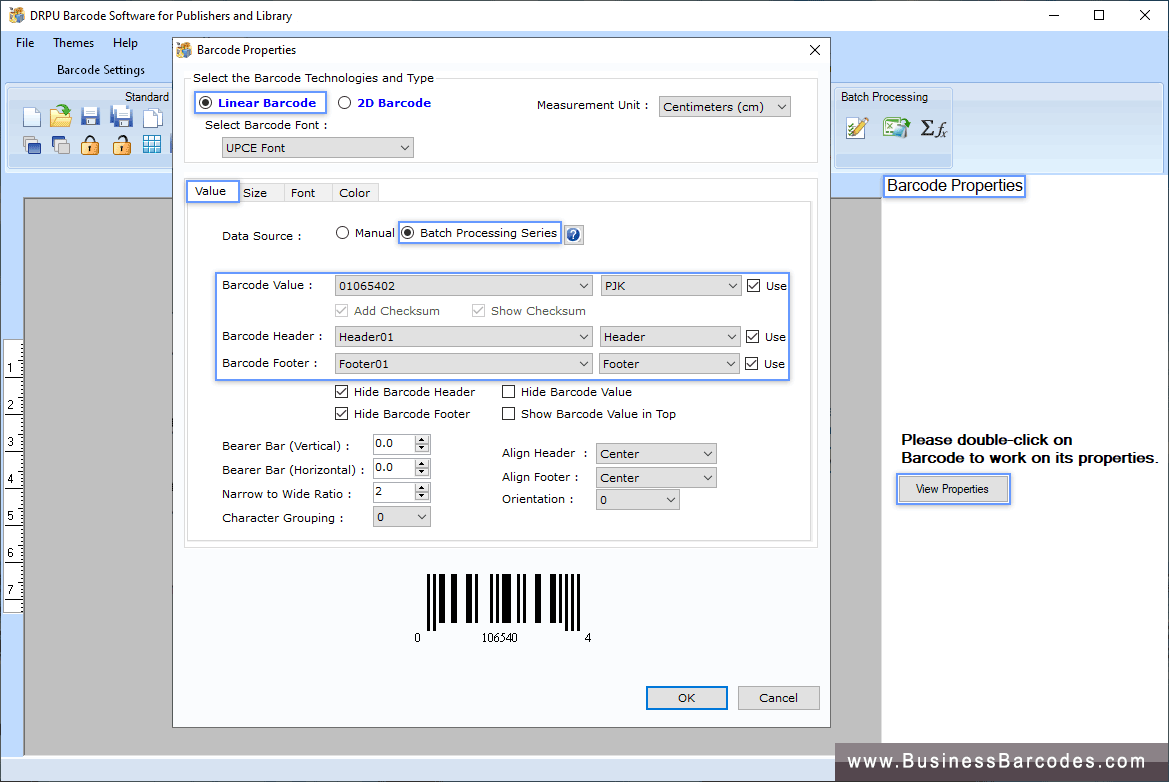 Publishers and Library Barcodes Properties