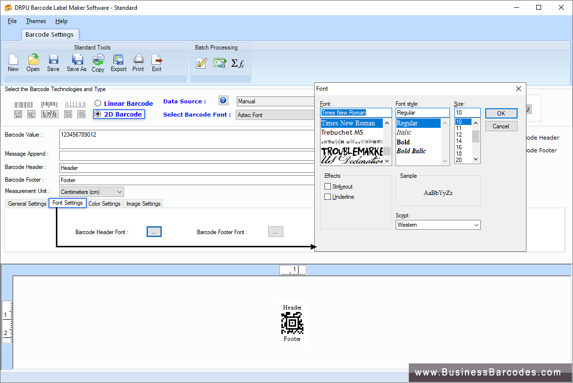 Screenshots of Barcodes Standard Edition Software BusinessBarcodes